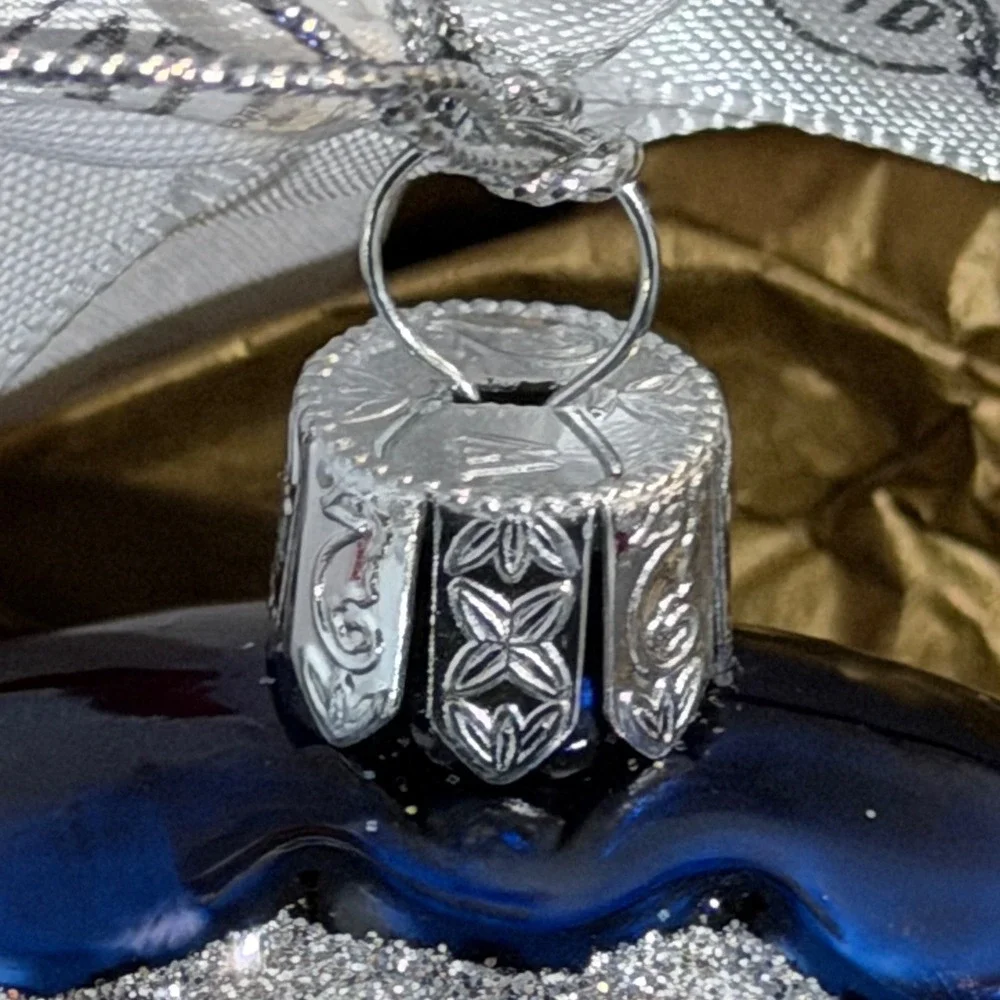 Waterford Holiday Heirlooms Snowman Glass‎ Ornament Cobalt Blue Silver Glitter